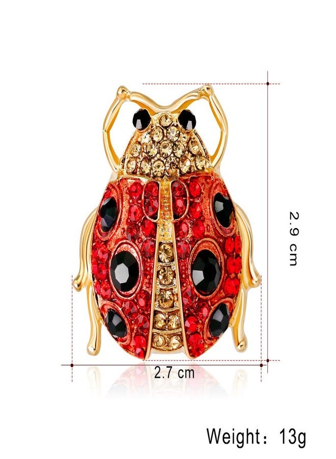 Izpack Ladybug Rhinestone Laple Brooch Pin for Women Girls Crystal Golden Plated Animal Pins Clip Sweater Scarves Hat Suit Dress Backpack Badge Brooches Cute Jewelry Gifts Birthday - Image 3